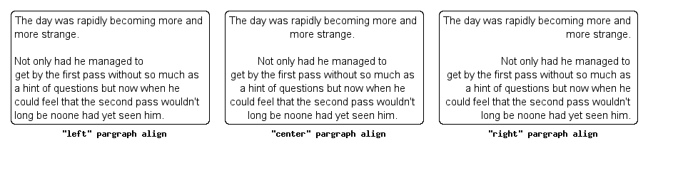 The different types of paragraph alignments (textpalignex1.php)